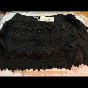 NWT Raga Anthropologie Eggshell Layered Lace Mini Skirt XS